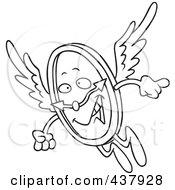 Royalty Free RF Clip Art Illustration Of A Black And White Outline Design Of Time Flying By