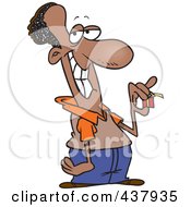 Royalty Free RF Clip Art Illustration Of A Black Man Holding A Tiny Gift