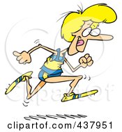 Cartoon Woman Running Track