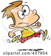 Cartoon Boy Running Track