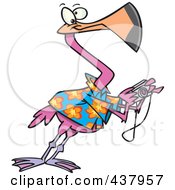 Royalty Free RF Clip Art Illustration Of A Cartoon Tourist Flamingo Taking Pictures by toonaday