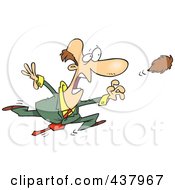 Cartoon Businessman Chasing After His Toupee