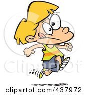 Cartoon Girl Running Track