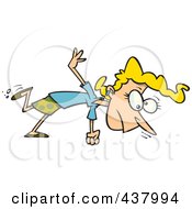 Cartoon Woman Sniffing The Ground While Tracking
