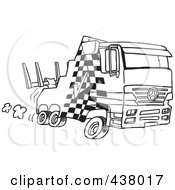 Poster, Art Print Of Cartoon Black And White Outline Design Of A Fast Tow Truck