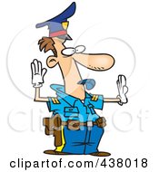 Royalty Free RF Clip Art Illustration Of A Cartoon Police Officer Controlling Traffic