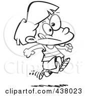 Poster, Art Print Of Cartoon Black And White Outline Design Of A Girl Running Track