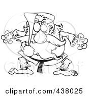 Royalty Free RF Clip Art Illustration Of A Cartoon Black And White Outline Design Of A Judo Santa