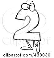 Royalty Free RF Clip Art Illustration Of A Cartoon Black And White Outline Design Of A Number Two Character