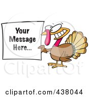 Poster, Art Print Of Cartoon Turkey Bird Holding A Sign With Sample Text