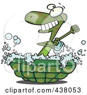 Poster, Art Print Of Cartoon Turtle Bathing In His Shell