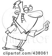 Royalty Free RF Clip Art Illustration Of A Cartoon Black And White Outline Design Of A Man Giving His Two Cents