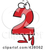 Royalty Free RF Clip Art Illustration Of A Cartoon Red Number Two Character