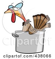 Cartoon Turkey Bird In A Pot