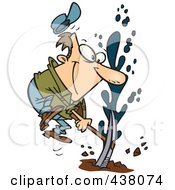 Cartoon Man Striking Oil