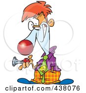 Poster, Art Print Of Cartoon Businessman Clown Holding A Horn