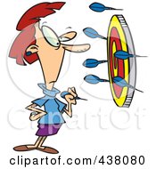 Cartoon Businesswoman Off Target With Darts