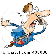 Poster, Art Print Of Cartoon Businessman Running And Talking On A Cell Phone