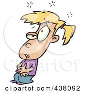 Royalty Free RF Clip Art Illustration Of A Cartoon Sick Girl Holding Her Tummy by toonaday