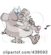 Royalty Free RF Clip Art Illustration Of A Cartoon Musical Elephant Making Noise With His Trunk by toonaday