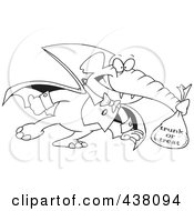 Poster, Art Print Of Cartoon Black And White Outline Design Of A Dracula Elephant Trunk Or Treating On Halloween