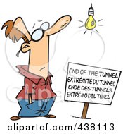 Poster, Art Print Of Cartoon Man At An End Of The Tunnel Sign