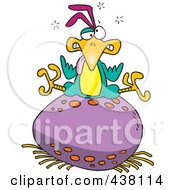 Poster, Art Print Of Cartoon Bird Sitting On A Huge Egg
