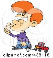 Poster, Art Print Of Cartoon Boy Pulling A Toy Truck On A String