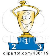 Poster, Art Print Of Cartoon Trophy On The First Place Podium