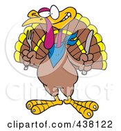 Poster, Art Print Of Cartoon Turkey Bird Holding A Knife And Fork