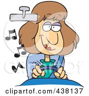 Cartoon Woman Listening To Music While Driving A Car