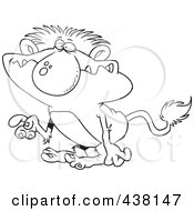 Royalty Free RF Clip Art Illustration Of A Cartoon Black And White Outline Design Of A Troll Gesturing With A Finger by toonaday
