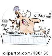 Cartoon Man Singing And Bathing In A Tub