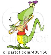 Poster, Art Print Of Cartoon Lizard Playing A Trombone