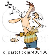 Royalty Free RF Clip Art Illustration Of A Cartoon Man Trying To Get A Song Out Of His Head