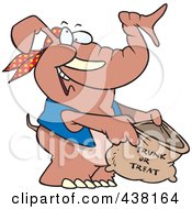 Cartoon Halloween Elephant Holding A Trunk Or Treat Bag