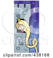 Royalty Free RF Clipart Illustration Of Rapunzel With Her Hair Hanging Down A Tower by Cory Thoman