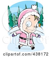 Royalty Free RF Clipart Illustration Of A Little Girl Walking In The Snow