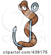 Royalty Free RF Clipart Illustration Of A Worm On A Fish Hook