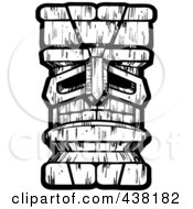 Royalty Free RF Clipart Illustration Of A Black And White Tiki Carving 1 by Cory Thoman