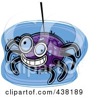Poster, Art Print Of Happy Purple Spider Over Blue