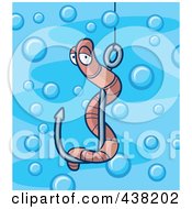 Poster, Art Print Of Worm On A Fishing Hook Underwater