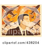Poster, Art Print Of Mans Profile Under War Planes