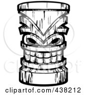 Royalty Free RF Clipart Illustration Of A Black And White Tiki Carving 2 by Cory Thoman