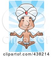 Royalty Free RF Clipart Illustration Of A Swami Man Meditating Over Blue by Cory Thoman