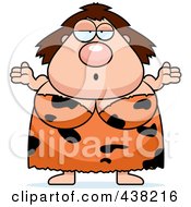 Royalty Free RF Clipart Illustration Of A Plump Cave Woman Shrugging by Cory Thoman