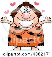 Royalty Free RF Clipart Illustration Of A Plump Cave Woman With Open Arms by Cory Thoman