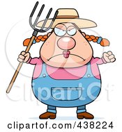 Poster, Art Print Of Plump Female Farmer With A Pitchfork