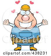 Poster, Art Print Of Plump Builder With Open Arms