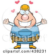 Royalty Free RF Clipart Illustration Of A Plump Builder With Open Arms